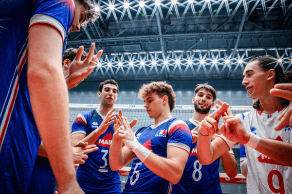 Photo de Bastien Scherer, Amir Tizi-Oualou, Thomas Pujol et Enzo Lopez (Volleyballworld)