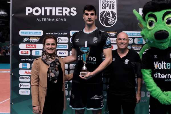Photo de Dušan Nikolić, MVP contre Narbonne lors de la saison 2024/2025. (LNV : Mickael Pichon)