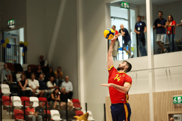 Photo de Miguel Ángel Fornés, au service, lors d'un match contre la Suède. (CEV)