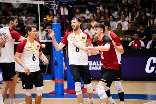 Photo des joueurs allemands lors de la Ligue des Nations. (Volleyballworld)