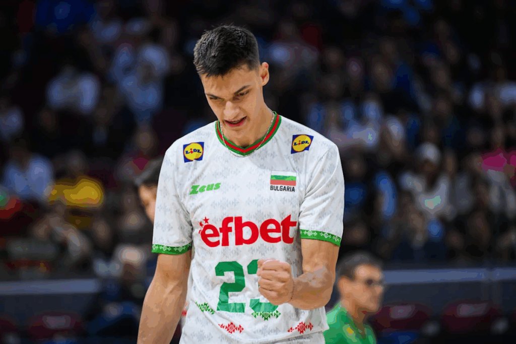 Photo d'Aleksandar Nikolov contre le Portugal (Volleyballworld)