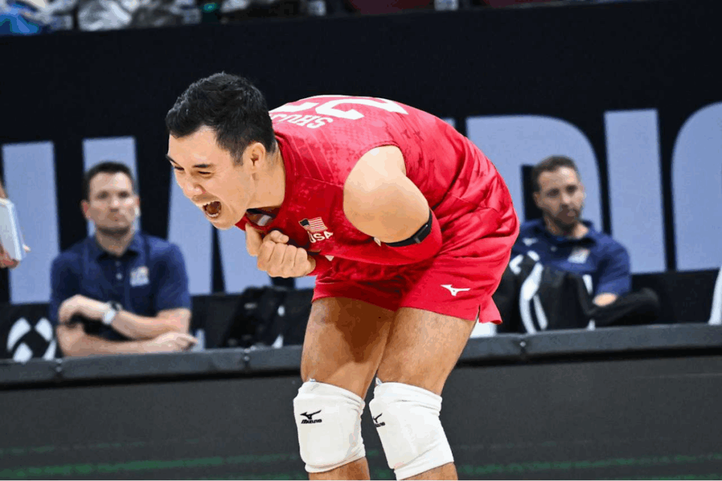 Photo d'Erik Shoji contre le Portugal (Volleyballworld)