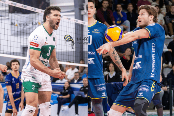 Jan Martinez Franchi (à gauche) et Pierre Derouillon (à droite) - Volley-times / LNV Toulouse