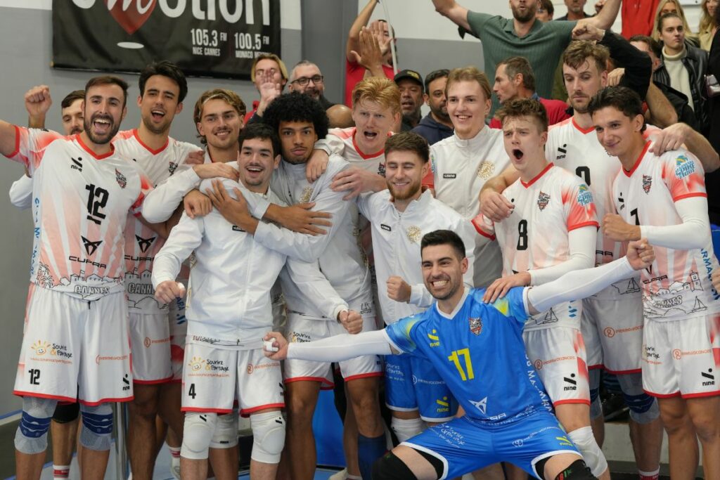 L’équipe de Cannes signe sa troisième victoire de la saison en Marmara SpikeLigue. (LNV - Nice)