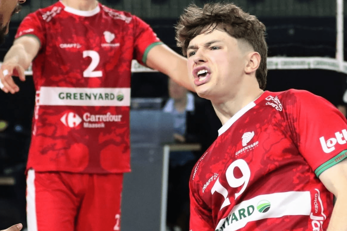 Samedi soir, Pierre Perin a signé 23 points tout en réussissant 71 % de ses attaques. (Maaseik)