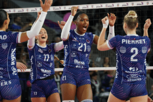 Avec 55 blocs, Eva Elouga figure parmi les meilleures bloqueuses du championnat, à la 3e place. (LNV - Béziers)