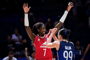 Iman Ndiaye, pointue de l’équipe de France, a terminé deuxième meilleure marqueuse de la VNL 2025 avec 233 points. (Volleyballworld)