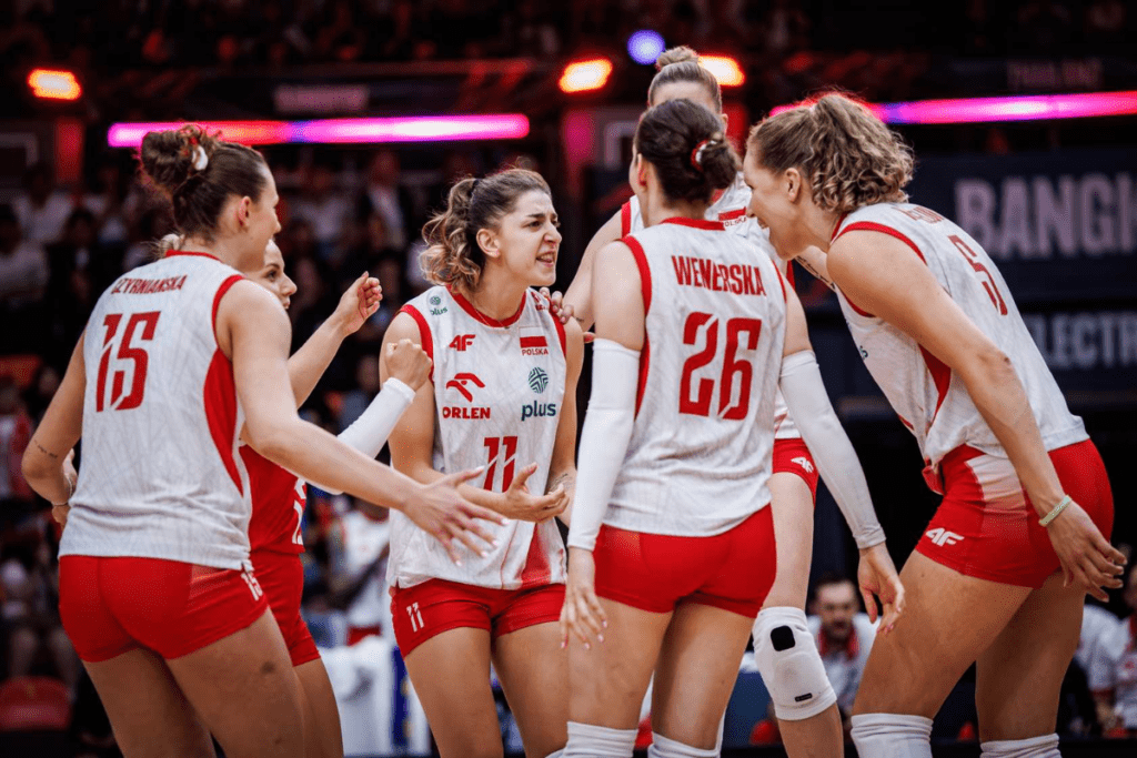 L'équipe de Pologne lors des Championnats du monde 2025