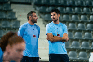Fabien Simondet à gauche, Lucas Leedham à droite. (Béziers Volley)